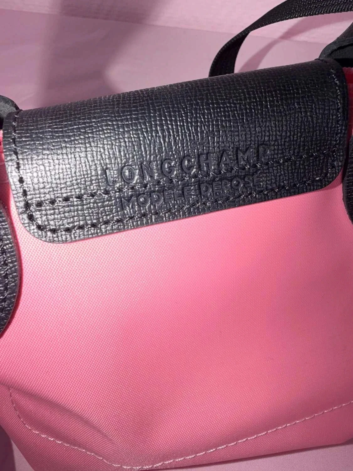 Kleine roze en zwarte Longchamp-tas schoon – photo 8
